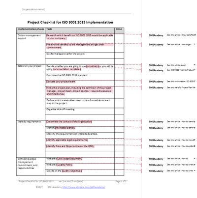 iso 9001 2015 audit checklist free